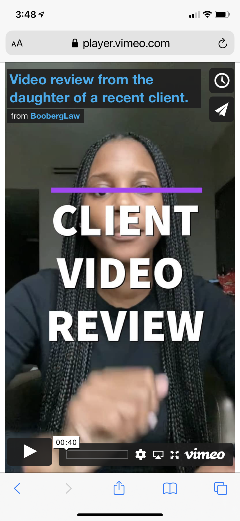 A video review from a recent client’s daughter